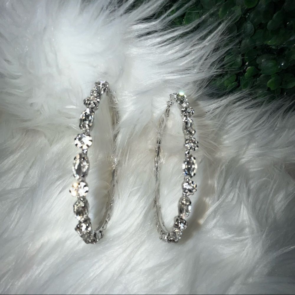 Silver Stone Hoops-Brand New from Boutique
